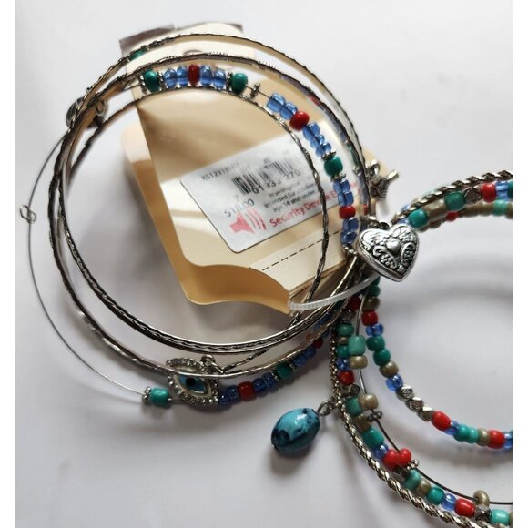 Sonoma Life + Style Multicolor Beaded Bangle Bracelet Set southwest red blue - Picture 4 of 4